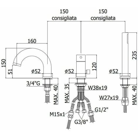 Mitigeur Baignoire Sur Gorge Avec Douchette Paffoni Birillo BI040LCR | Chromé - Avec Bec Verseur - Chromé 4 Mitigeur Baignoire Sur Gorge Avec Douchette Paffoni Birillo BI040LCR | Chromé - Avec Bec Verseur - Chromé – Image 2