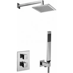 Kit Set Complete Termostatique Pour La Douche Paffoni Level KITLEQ518CR/M | Chromé - Acier Inoxydable - Avec Set De Douche - Chromé