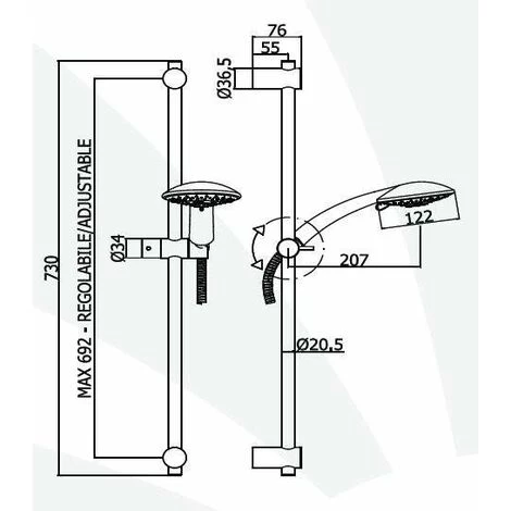Barre De Douche Complète Avec Flexible De 1500 Mm Paffoni ZSAL118CR | Chromé - Chromé 4 Barre De Douche Complète Avec Flexible De 1500 Mm Paffoni ZSAL118CR | Chromé - Chromé – Image 2