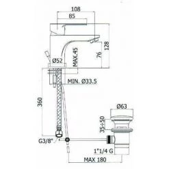 Mélangeur De Lavabo Avec Bouchon De Vidange 1 "1/4 G Paffoni BLU075CR | Chromé - Vidage Automatique 1"1/4 - Chromé -PAFFONI Soldes 10541121 2