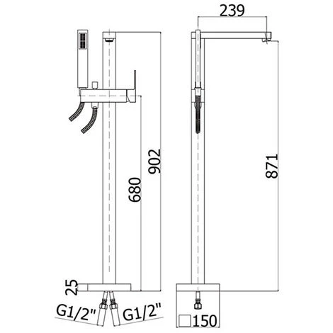 Mitigeur De Bain Au Sol Paffoni Effe Avec Douchette Et Base Pour Fixation 4 Mitigeur De Bain Au Sol Paffoni Effe Avec Douchette Et Base Pour Fixation – Image 2