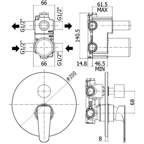 Mitigeur De Douche à Encastrer 2 Sorties Paffoni Green Art. GR018CR 4 Mitigeur De Douche à Encastrer 2 Sorties Paffoni Green Art. GR018CR – Image 2