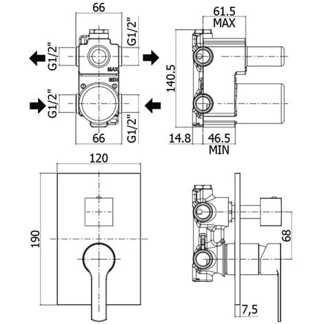 Mitigeur De Douche à Encastrer 2 Sorties Paffoni Rouge Art. RED018CR 4 Mitigeur De Douche à Encastrer 2 Sorties Paffoni Rouge Art. RED018CR – Image 2
