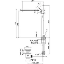 Mitigeur De Lavabo Allongé Paffoni Rock Avec Vidage Automatique 1''1/4 -PAFFONI Soldes 18063372 2