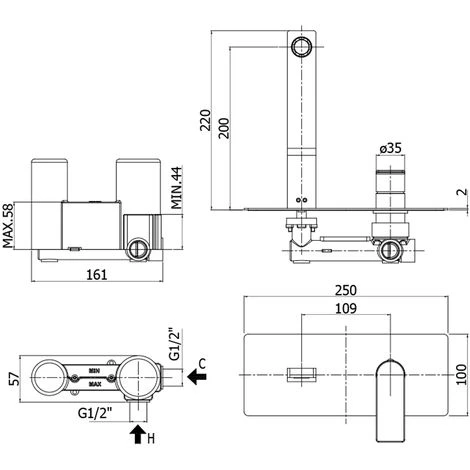 Mitigeur Lavabo à Encastrer Paffoni Tango Avec Bec Et Mousseur M24x1 - L. 200 Millimètres 4 Mitigeur Lavabo à Encastrer Paffoni Tango Avec Bec Et Mousseur M24x1 - L. 200 Millimètres – Image 2