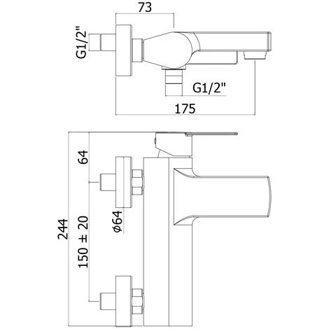 Mitigeur Bain-douche 2 Sorties Paffoni Tango Avec Inverseur Et Sans Set De Douche 4 Mitigeur Bain-douche 2 Sorties Paffoni Tango Avec Inverseur Et Sans Set De Douche – Image 2