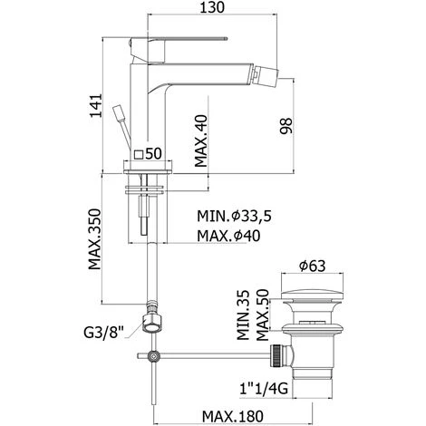 Paffoni Tango Mitigeur De Bidet En Laiton Chromé Avec Vidage Automatique 1''1/4G Et Joint 4 Paffoni Tango Mitigeur De Bidet En Laiton Chromé Avec Vidage Automatique 1''1/4G Et Joint – Image 2