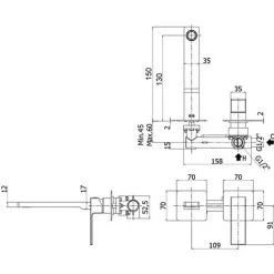 Paffoni Elle Mitigeur Lavabo à Encastrer Avec Bec, Aérateur M24x1 - L.150 Mm Et Plaques En Acier -PAFFONI Soldes 18063451 2
