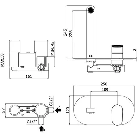 Paffoni Candy Mitigeur Lavabo à Encastrer Avec Bec Et Mousseur M24x1 - L. 245 Millimètres 4 Paffoni Candy Mitigeur Lavabo à Encastrer Avec Bec Et Mousseur M24x1 - L. 245 Millimètres – Image 2