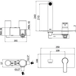 Mitigeur Lavabo à Encastrer Paffoni Red Avec Bec Et Mousseur M24x1 - L. 200 Millimètres -PAFFONI Soldes 18063507 2