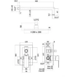 PAFFONI Composition De Douche ELLE Avec Pomme De Douche Carrée, Mitigeur Avec Inverseur Et Set Duplex -PAFFONI Soldes 18081381 2