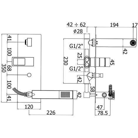 Mitigeur De Bain à Encastrer Paffoni Effe Avec Set De Douche Et Bec 4 Mitigeur De Bain à Encastrer Paffoni Effe Avec Set De Douche Et Bec – Image 2