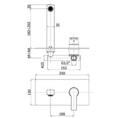 Mitigeur De Lavabo à Encastrer Paffoni Red Avec Bec Plat Et Plaque Rectangulaire 4 Mitigeur De Lavabo à Encastrer Paffoni Red Avec Bec Plat Et Plaque Rectangulaire – Image 2