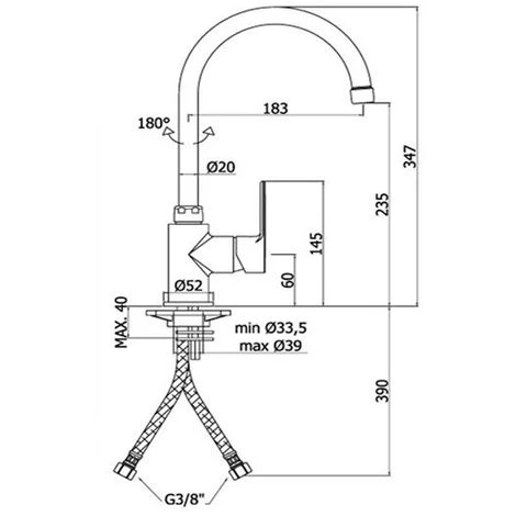 Paffoni Blue Mitigeur D'évier Avec Bec Pivotant BLU180CR 5 Paffoni Blue Mitigeur D'évier Avec Bec Pivotant BLU180CR – Image 3