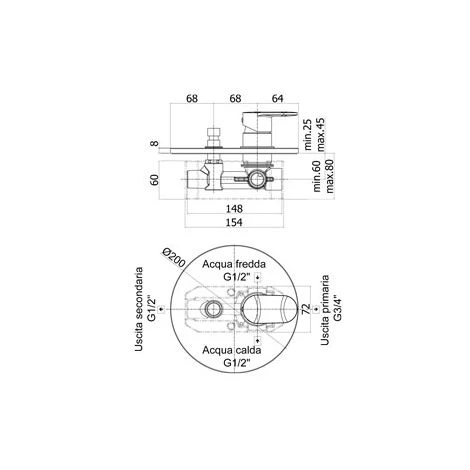 Paffoni Mod. Mitigeur De Douche à Encastrer Candy Avec Inverseur Automatique 4 Paffoni Mod. Mitigeur De Douche à Encastrer Candy Avec Inverseur Automatique – Image 2