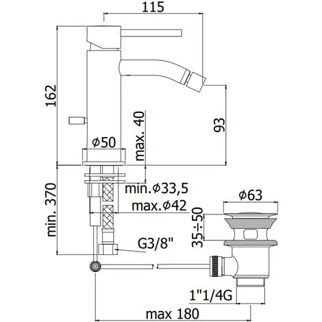 Mitigeur Bidet Avec Bonde Paffoni Light Fourni Avec Vidage 4 Mitigeur Bidet Avec Bonde Paffoni Light Fourni Avec Vidage – Image 2