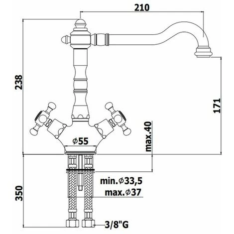 Robinet Mélangeur Rétro Chromé Paffoni BELINDA - Chromé 4 Robinet Mélangeur Rétro Chromé Paffoni BELINDA - Chromé – Image 2