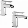Ensemble Mitigeur Lavabo Et Bidet Carré Paffoni ELLEKIT | Chromé - Vidage Automatique 1"1/4 - Chromé