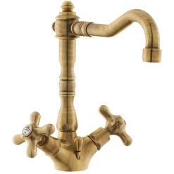Paffoni Ricordi Mélangeur XL De Lavabo Avec Tirette Et Bonde, Design Vintage, Bronze (IR085BR)