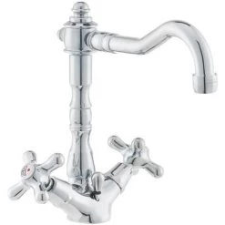 Paffoni Ricordi Mélangeur De Lavabo XL Avec Tirette Et Bonde, Design Vintage, Chrome (IR085)