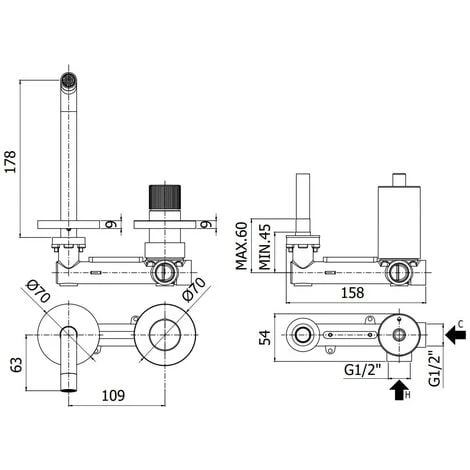 Mitigeur Lavabo à Encastrer Mural Avec Plaques En Laiton Paffoni Jo JO104..70-JO105..70-JO106..70 | Chromé - 178 Mm - Chromé 5 Mitigeur Lavabo à Encastrer Mural Avec Plaques En Laiton Paffoni Jo JO104..70-JO105..70-JO106..70 | Chromé - 178 Mm - Chromé â Image 3