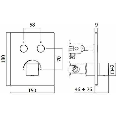 Set Extérieur Mitigeur Douche à Encastrer 2 Fonctions Avec Plaque 180x150 Mm Paffoni Compact Box CPM518 | Chromé - Chromé 4 Set Extérieur Mitigeur Douche à Encastrer 2 Fonctions Avec Plaque 180x150 Mm Paffoni Compact Box CPM518 | Chromé - Chromé – Image 2