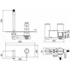 Mitigeur De Lavabo Mural à Encastrer Avec Bec De 178 Mm Paffoni Light LIG105 | Noir Mat - 178 Mm - Noir Mat -PAFFONI Soldes 47357255 2