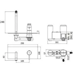 Mitigeur Lavabo à Encastrer Avec Plaque En Acier Et Bec Mural 248 Mm Paffoni Light Chrome 5 Mitigeur Lavabo à Encastrer Avec Plaque En Acier Et Bec Mural 248 Mm Paffoni Light Chrome -PAFFONI Soldes 48634315 2