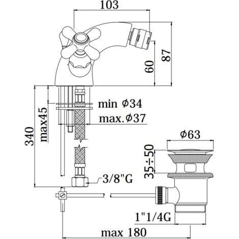 Mélangeur De Bidet Avec Deux Poignées Paffoni Iris - Viola VLV135-IRV135 | Chromé - Iris - Vidage Automatique 1"1/4 - Chromé 4 Mélangeur De Bidet Avec Deux Poignées Paffoni Iris - Viola VLV135-IRV135 | Chromé - Iris - Vidage Automatique 1"1/4 - Chromé – Image 2