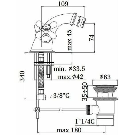 Melangeur Pour Bidet Rétro Paffoni Iris - Viola IRV125 VLV125 | Chromé - Viola - Vidage Automatique 1"1/4 4 Melangeur Pour Bidet Rétro Paffoni Iris - Viola IRV125 VLV125 | Chromé - Viola - Vidage Automatique 1"1/4 – Image 2