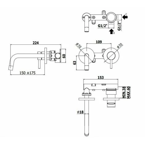 Mitigeur Lavabo Encastré Paffoni Birillo BI103CR70 | 245 Mm 4 Mitigeur Lavabo Encastré Paffoni Birillo BI103CR70 | 245 Mm – Image 2