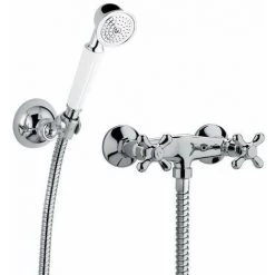 Mitigeur De Douche Avec Deux Poignées Et Set De Douche Mural Paffoni Iris IRV168D | Chromé - Iris - Chromé