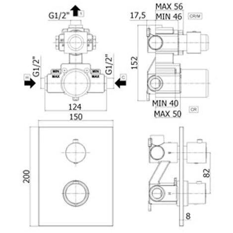 « Paffoni LIGHT » Mitigeur Douche Thermostatique à Encastrer 1 Sortie - Chromé – (code LIQ513CR) 4 « Paffoni LIGHT » Mitigeur Douche Thermostatique à Encastrer 1 Sortie - Chromé – (code LIQ513CR) – Image 2
