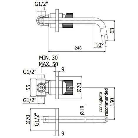 Mitigeur Lavabo à Encastrer Avec Bec De 24,8 Cm Paffoni Jo Matt Black 4 Mitigeur Lavabo à Encastrer Avec Bec De 24,8 Cm Paffoni Jo Matt Black – Image 2