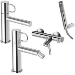 Ensemble De Mitigeurs Lavabo, Bidet Et Baignoire Avec Douchette Chromée Paffoni Jocker