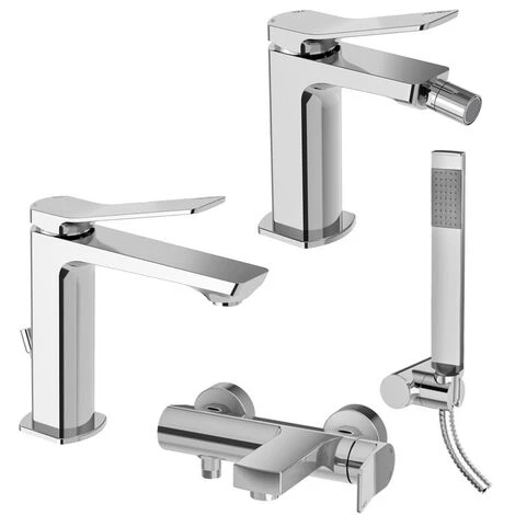 Ensemble De Mitigeurs, Lavabo, Bidet Et Baignoire Avec Douchette En Laiton Modèle Tilt Paffoni Chromé 3 Ensemble De Mitigeurs, Lavabo, Bidet Et Baignoire Avec Douchette En Laiton Modèle Tilt Paffoni Chromé