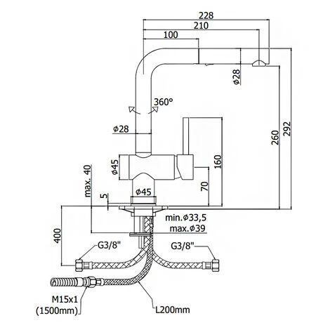 Mitigeur D'évier Avec Bec Orientable Et Douchette Extractible. Paffoni Light Exclusive Edition En Laiton Effet Acier 5 Mitigeur D'évier Avec Bec Orientable Et Douchette Extractible. Paffoni Light Exclusive Edition En Laiton Effet Acier – Image 3