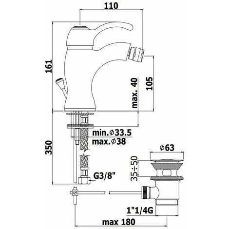 Mitigeur Bidet Avec Vidage 1"1/4 Paffoni Flavia FA135 | Chromè-or - FLAVIA - Chromè-or 5 Mitigeur Bidet Avec Vidage 1"1/4 Paffoni Flavia FA135 | Chromè-or - FLAVIA - Chromè-or – Image 3