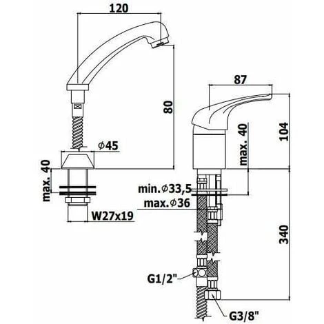 Mélangeur Pour Coiffeur Avec Douche Amovible Paffoni NT087CR | Chromé - Chromé 4 Mélangeur Pour Coiffeur Avec Douche Amovible Paffoni NT087CR | Chromé - Chromé – Image 2