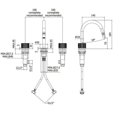 Mélangeur Bidet 3 Trous Sans Vidage Avec Bec Orientable Paffoni Jo JO119CR-JO119NO | Chromé - Sans Vidage - Chromé 4 Mélangeur Bidet 3 Trous Sans Vidage Avec Bec Orientable Paffoni Jo JO119CR-JO119NO | Chromé - Sans Vidage - Chromé – Image 2