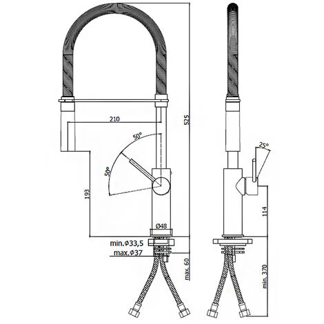 Pour Mélangeur Haut D'évier De Cuisine Paffoni Light Exclusive Edition. En Laiton Et En ABS, Ce Robinet Avec Douche A Des Finitions Aspect Acier Et Noir Mat 4 Pour Mélangeur Haut D'évier De Cuisine Paffoni Light Exclusive Edition. En Laiton Et En ABS, Ce Robinet Avec Douche A Des Finitions Aspect Acier Et Noir Mat – Image 2