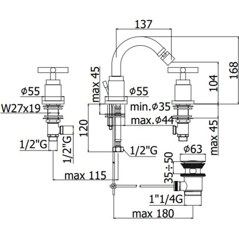 Mitigeur Bidet 3 Trous Avec Bec Pivotant Paffoni Quattro QTV118CR | Vidage Automatique 1"1/4 4 Mitigeur Bidet 3 Trous Avec Bec Pivotant Paffoni Quattro QTV118CR | Vidage Automatique 1"1/4 – Image 2
